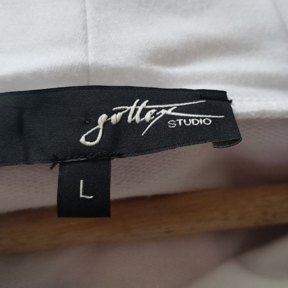 Gottex Studio Cowl Neck Draped Sleeve White Sweatshirt - Picture 5 of 6